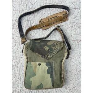 Vintage Addiction Recycled Military Tent Camo Crossbody Bag | Unisex